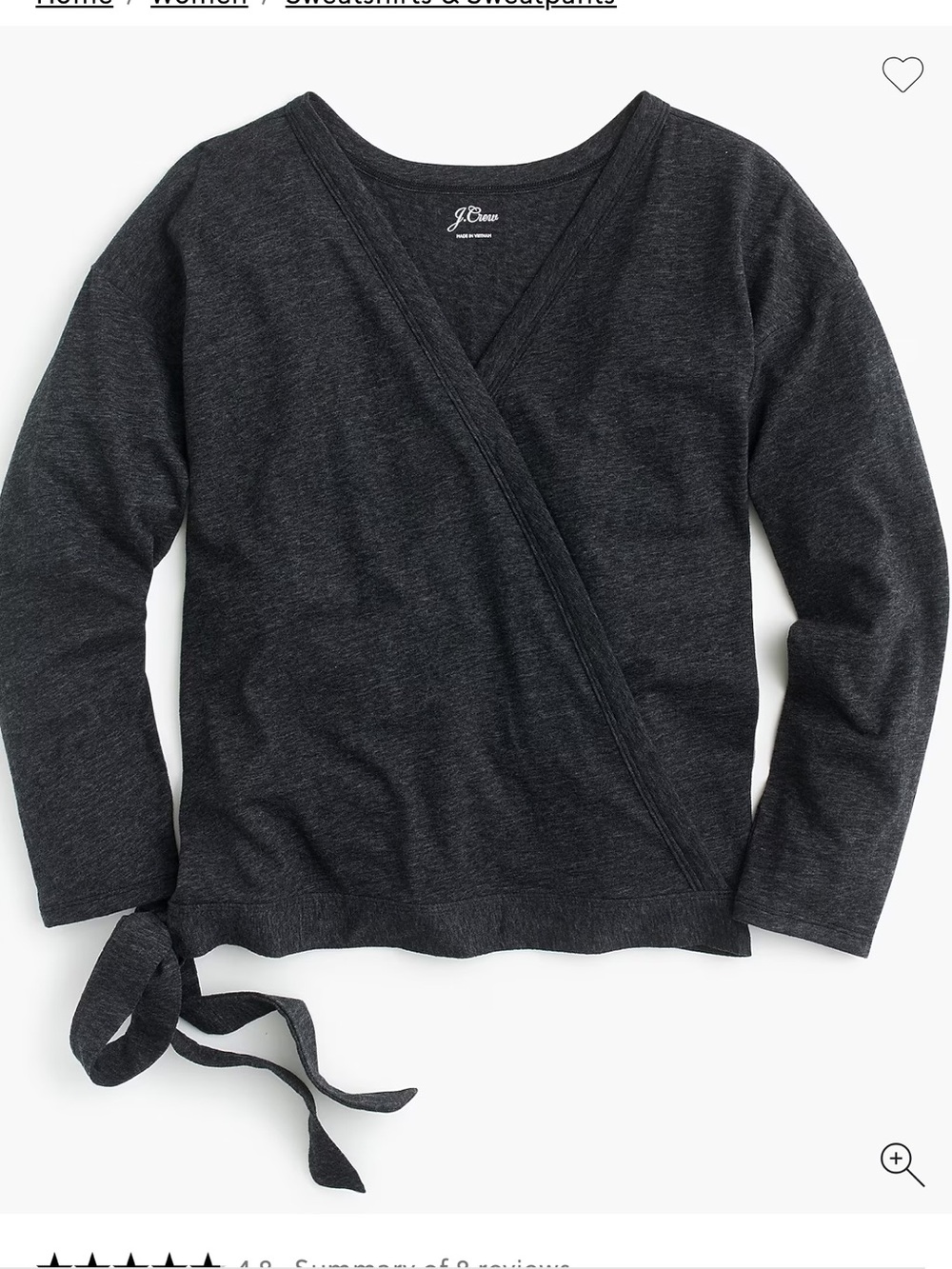 J. Crew Women’s Heathered Gray Long Sleeve‎ Wrap Blouse